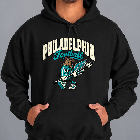 Philadelphia Football Retro Mascot Hoodie in Black