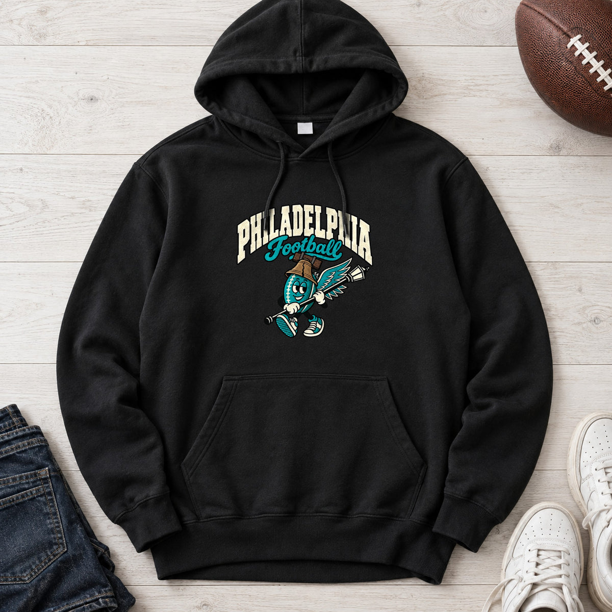 Philadelphia Football Retro Mascot Hoodie in Black
