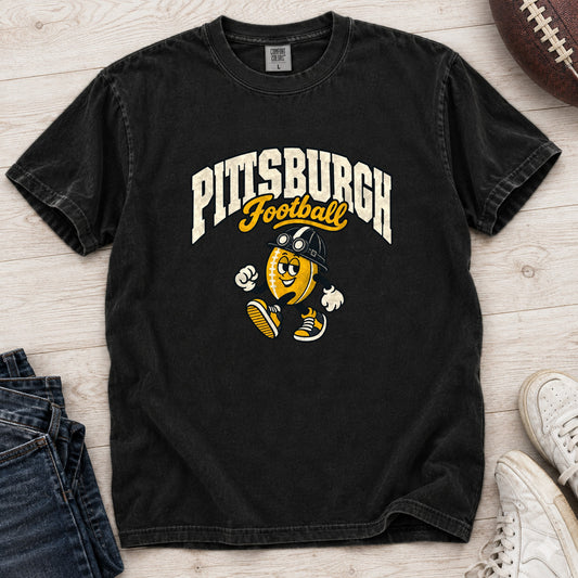 Pittsburgh Football Retro Mascot T-Shirt in Comfort Colors Black