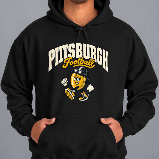 Pittsburgh Football Retro Mascot Hoodie in Black
