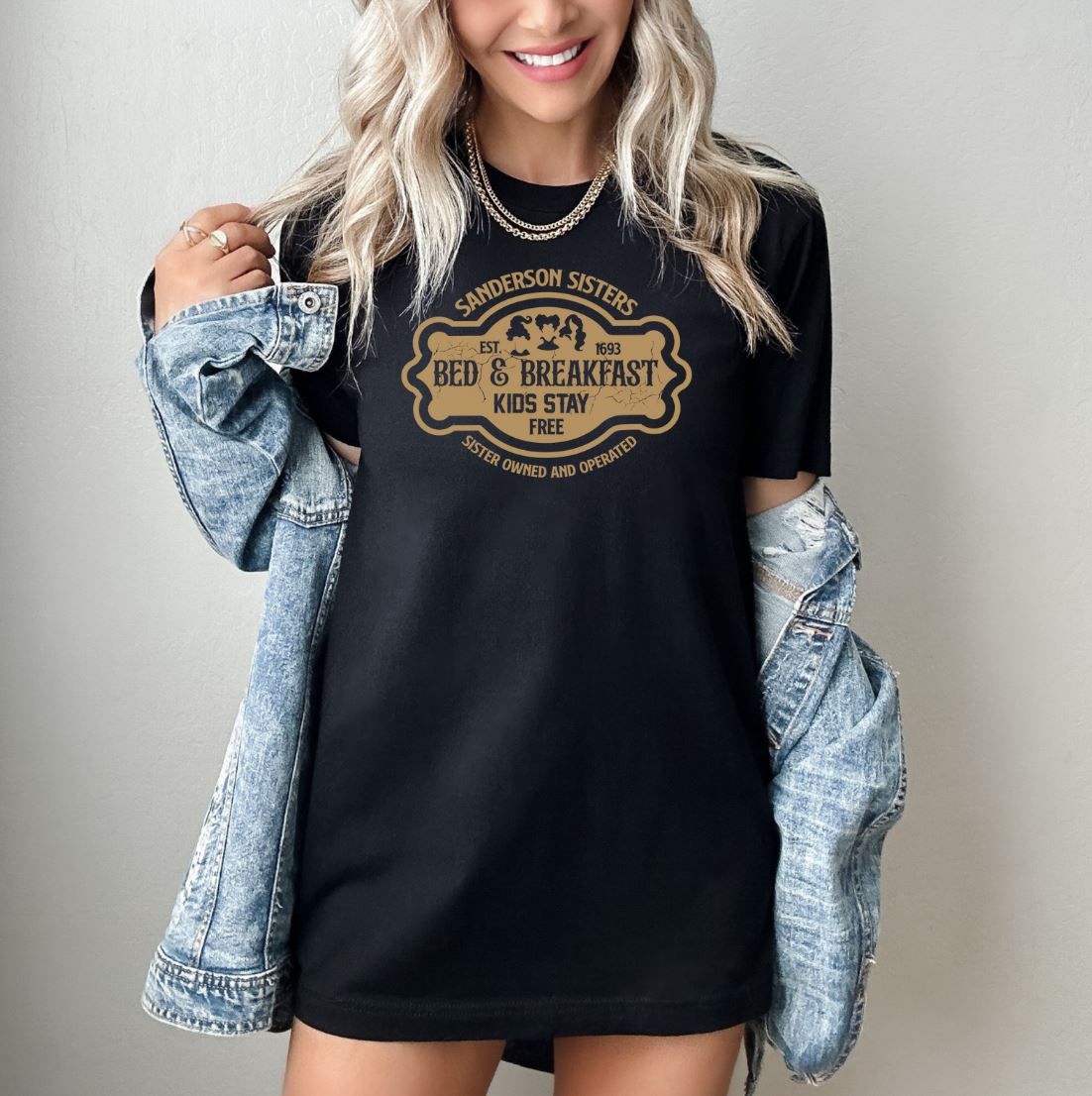 Funny Hocus Pocus Inspired Halloween T-Shirt, Sanderson Sisters Bed and Breakfast, Kids Stay Free, Cute Halloween Shirt, Funny Halloween Graphic Tee, Unisex Bella Canvas T-Shirts, Express Shipping Available