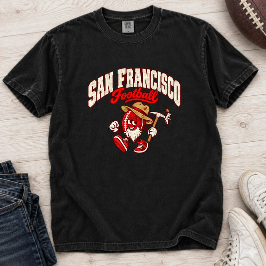 San Francisco Football Retro Mascot T-Shirt in Comfort Colors Black