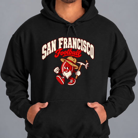 San Francisco Football Retro Mascot Hoodie in Black