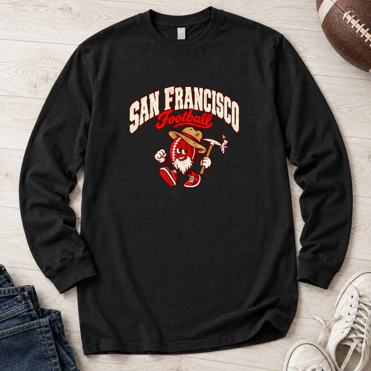 San Francisco Football Retro Mascot Long Sleeve in Black