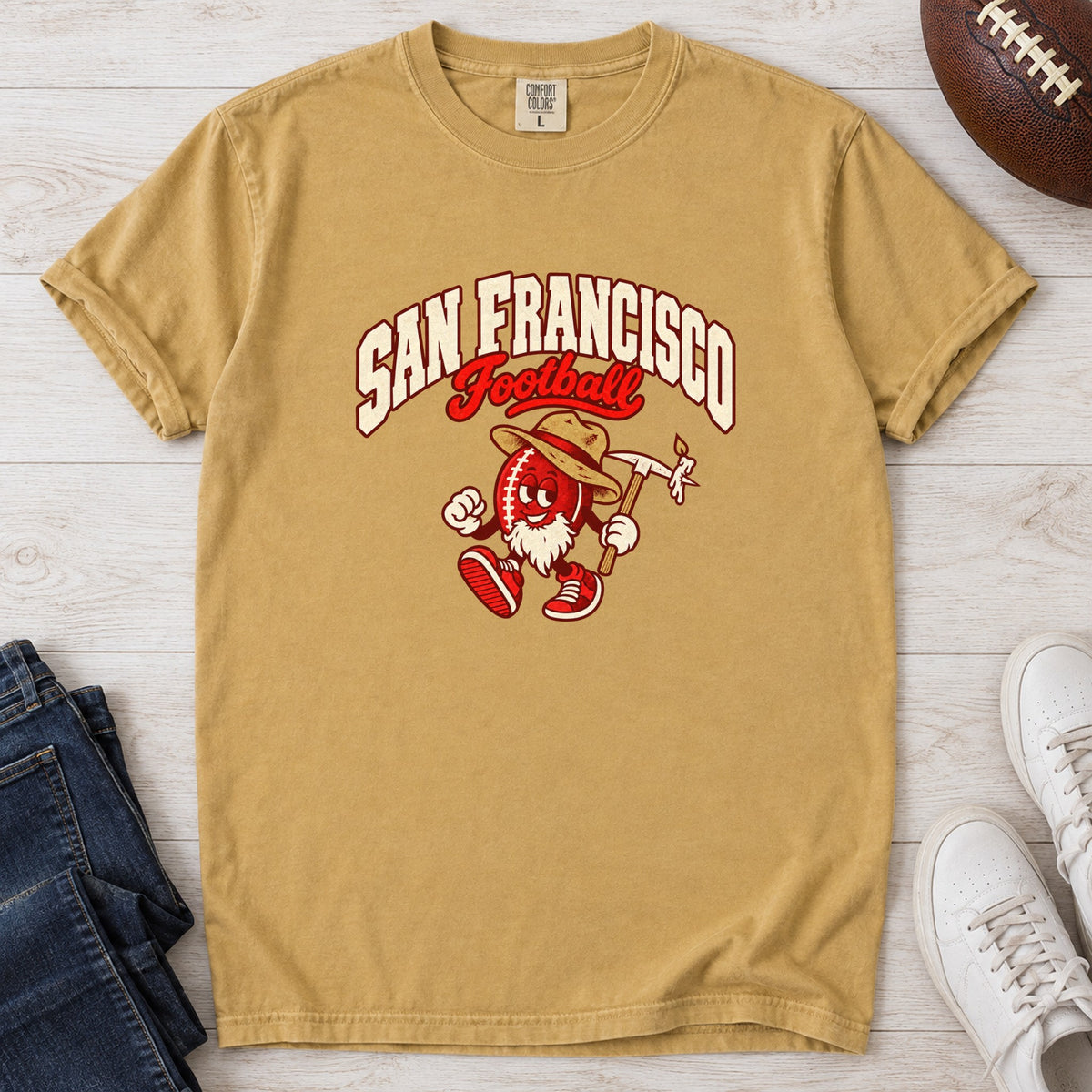 San Francisco Football Retro Mascot T-Shirt in Comfort Colors Mustard