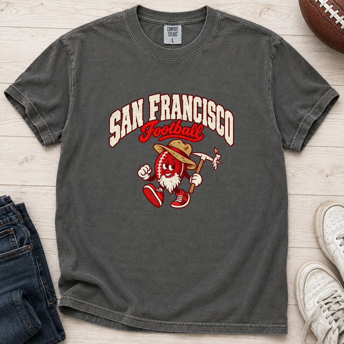 San Francisco Football Retro Mascot T-Shirt in Comfort Colors Pepper
