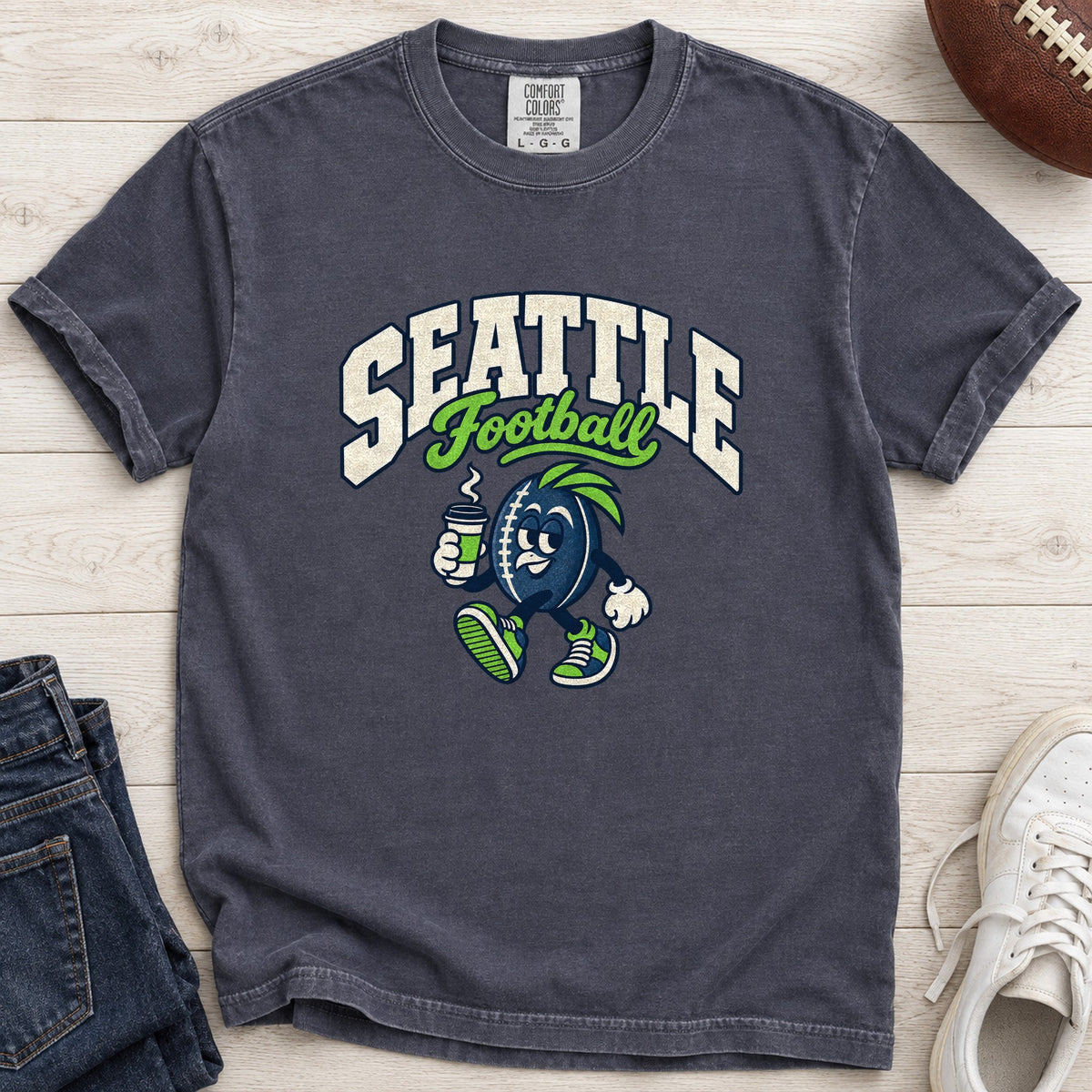 Seattle Football Retro Mascot T-Shirt in Comfort Colors Navy