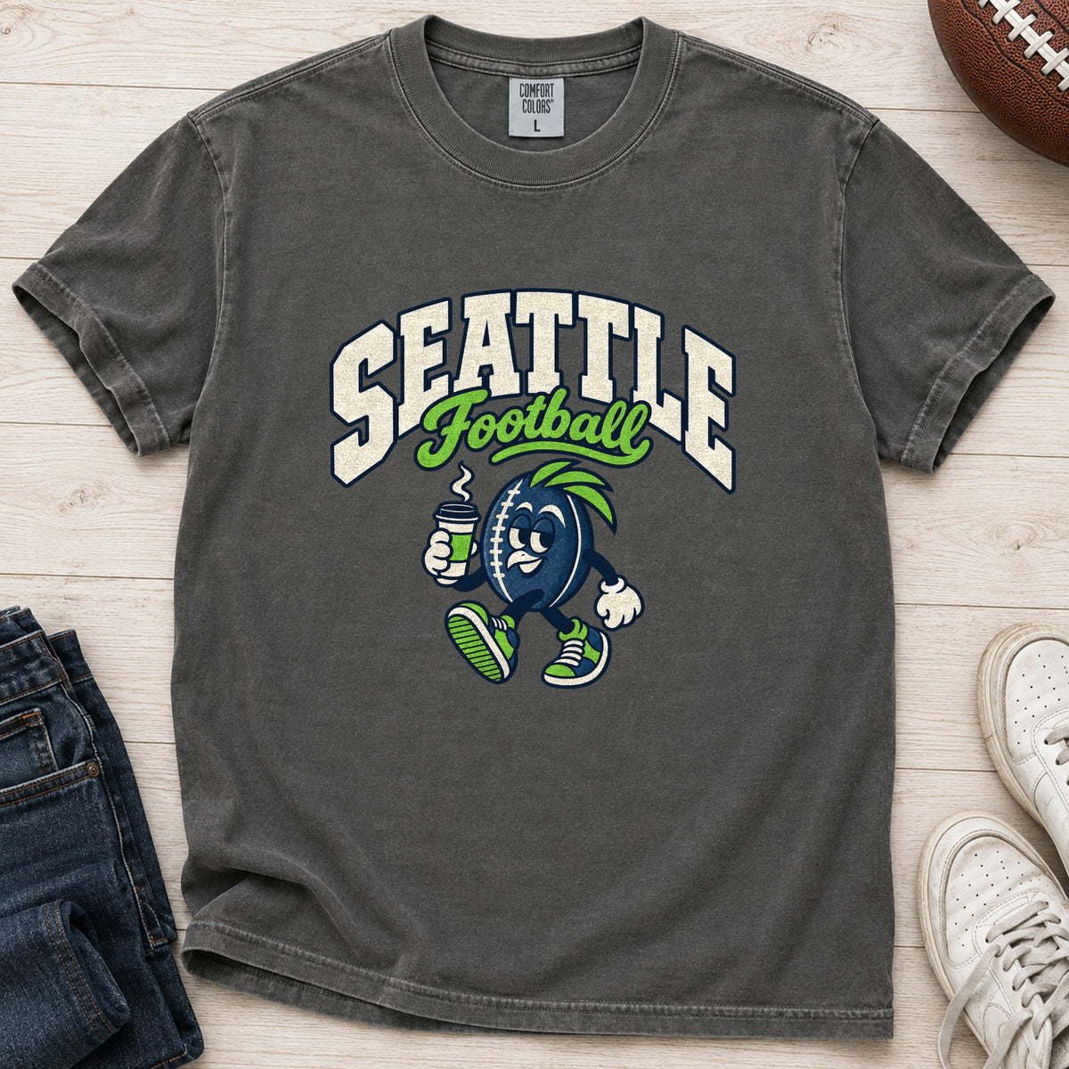 Seattle Football Retro Mascot T-Shirt in Comfort Colors Pepper