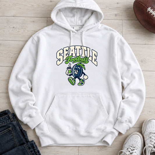 Seattle Football Retro Mascot Hoodie in White