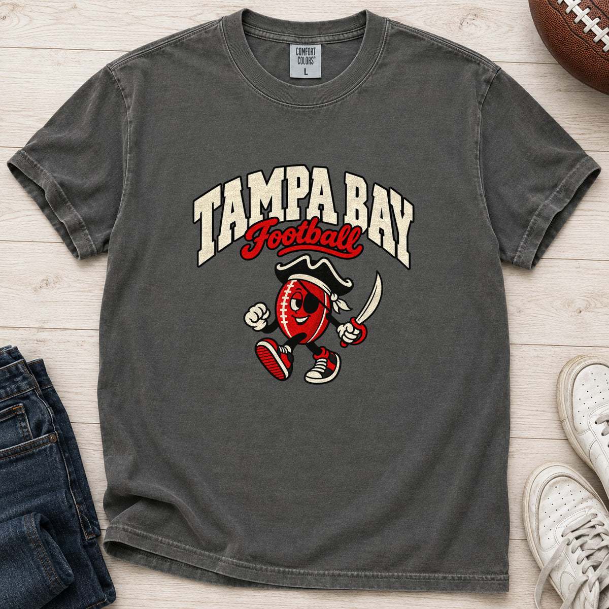 Tampa Bay Football Retro Mascot T-Shirt in Comfort Colors Pepper