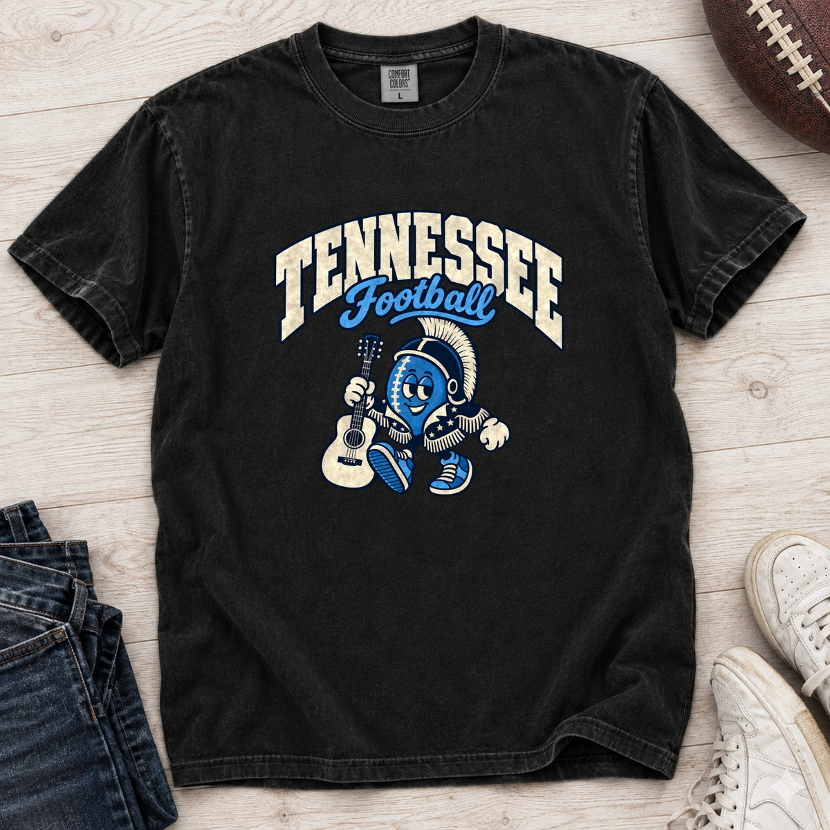 Tennessee Football Retro Mascot T-Shirt in Comfort Colors Black