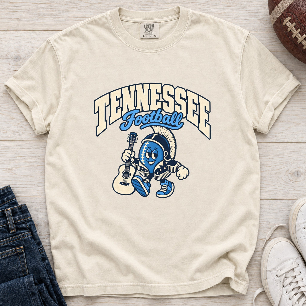 Tennessee Football Retro Mascot T-Shirt in Comfort Colors Ivory