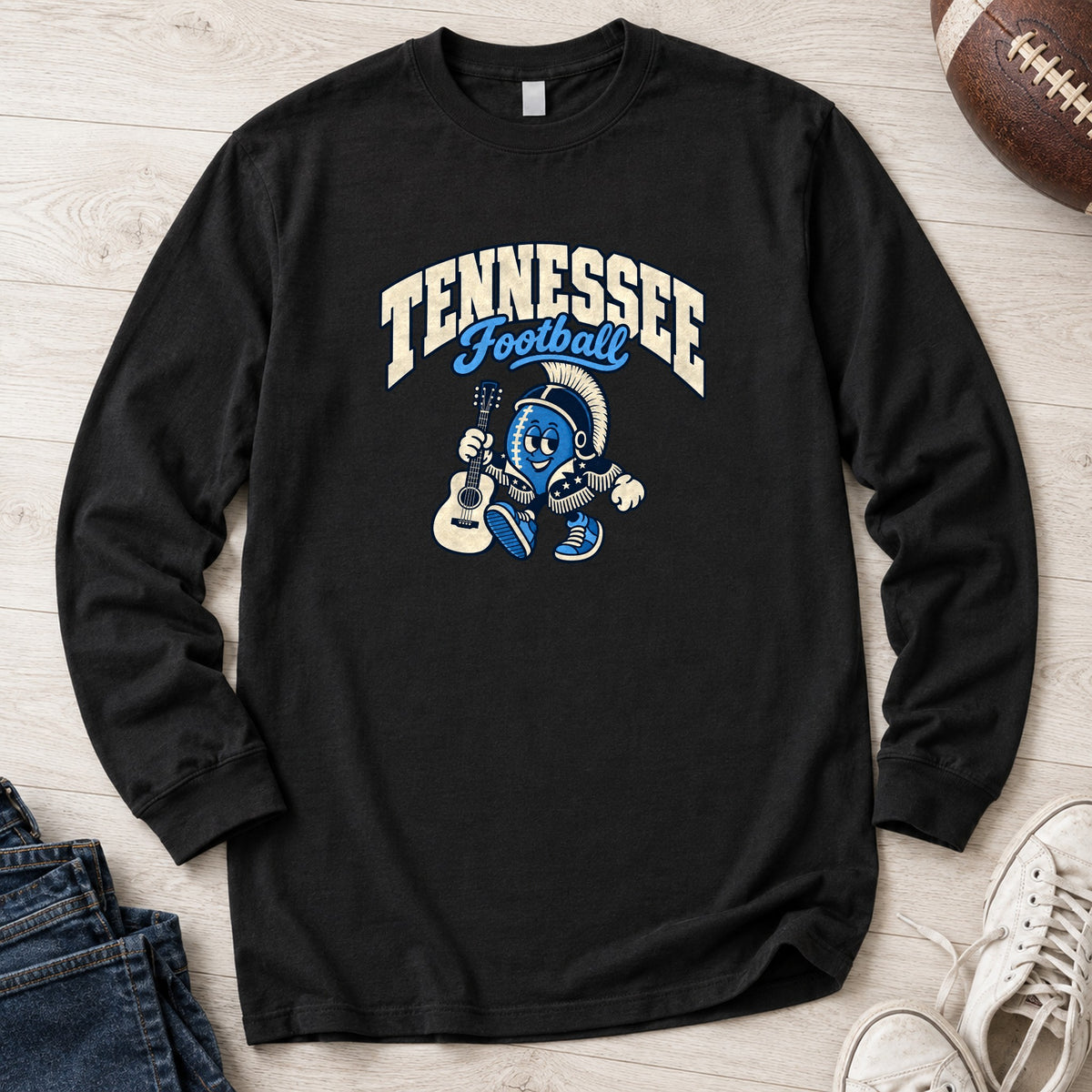 Tennessee Football Retro Mascot Long Sleeve in Black