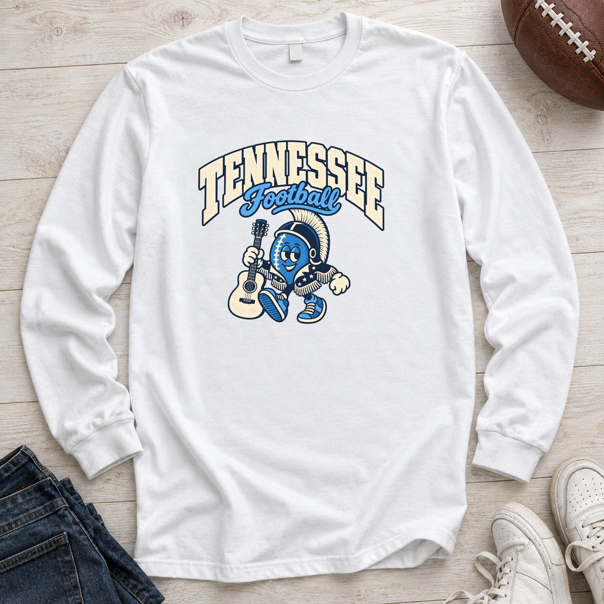 Tennessee Football Retro Mascot Long Sleeve in White