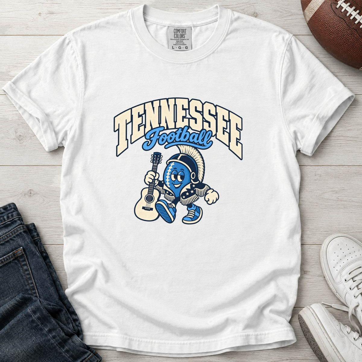 Tennessee Football Retro Mascot T-Shirt in Comfort Colors White