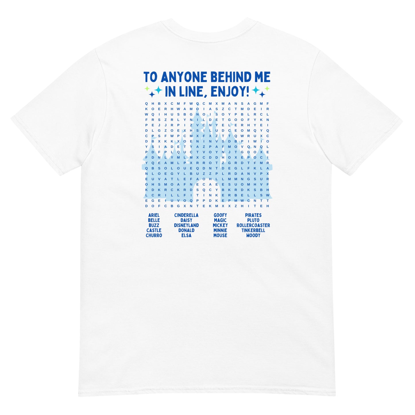 Interactive Disneyland T-Shirt - Fun Word Search Puzzle on Back - Disney Is My Happy Place, Unisex Gildan Softstyle T-Shirt