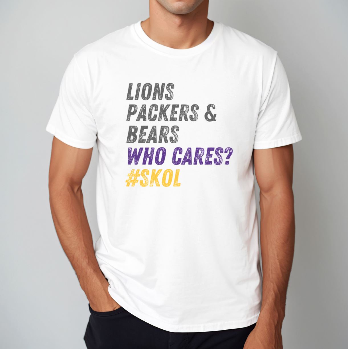 Funny Vikings Fan T-Shirt - NFL Football Shirt, Sunday Funday, Lions Packers & Bears Who Cares, Minnesota Shirt, SKOL Shirt, Vikings Gift, Unisex Gildan Softstyle T-Shirt
