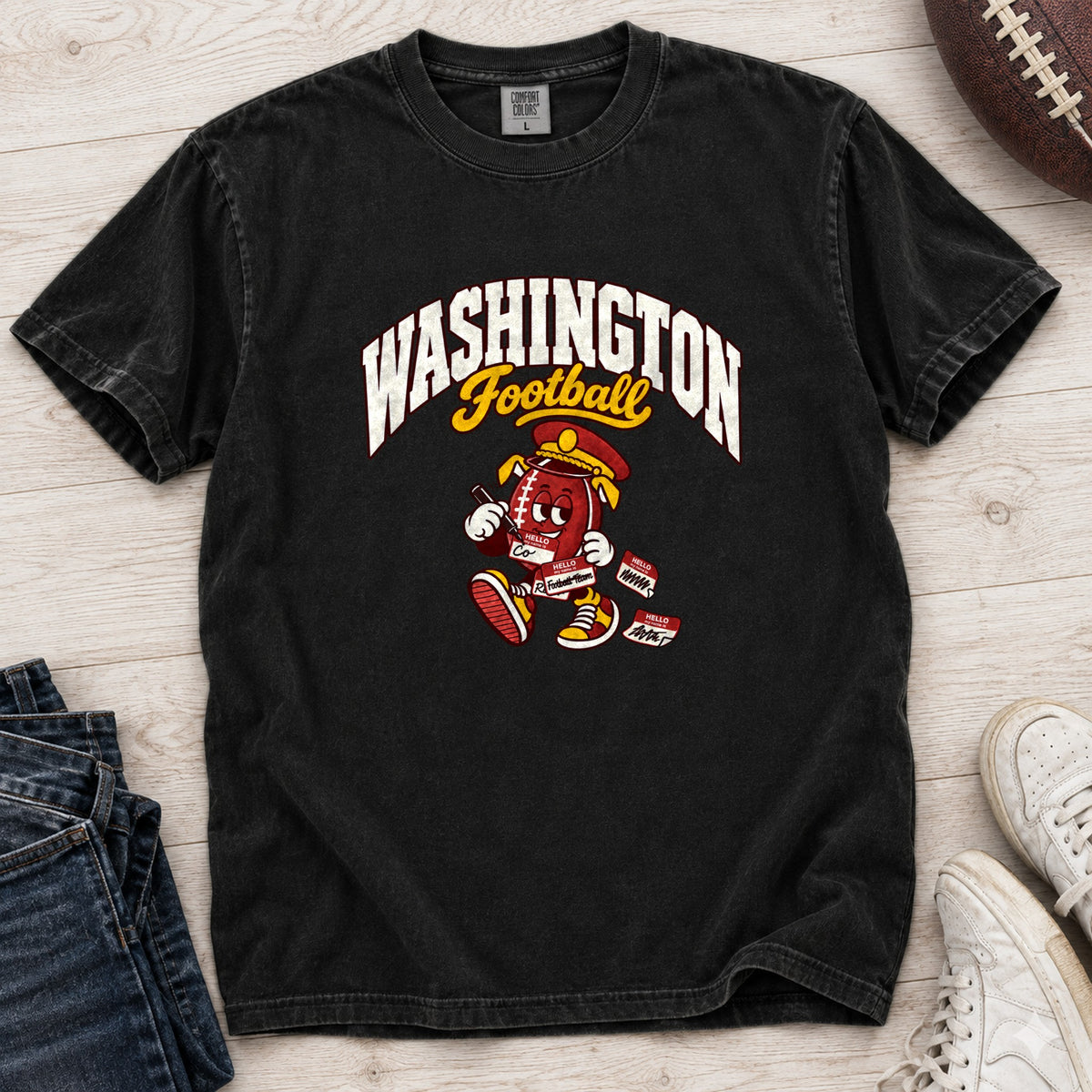 Washington Football Retro Mascot T-Shirt in Comfort Colors Black