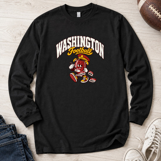 Washington Football Retro Mascot Long Sleeve in Black