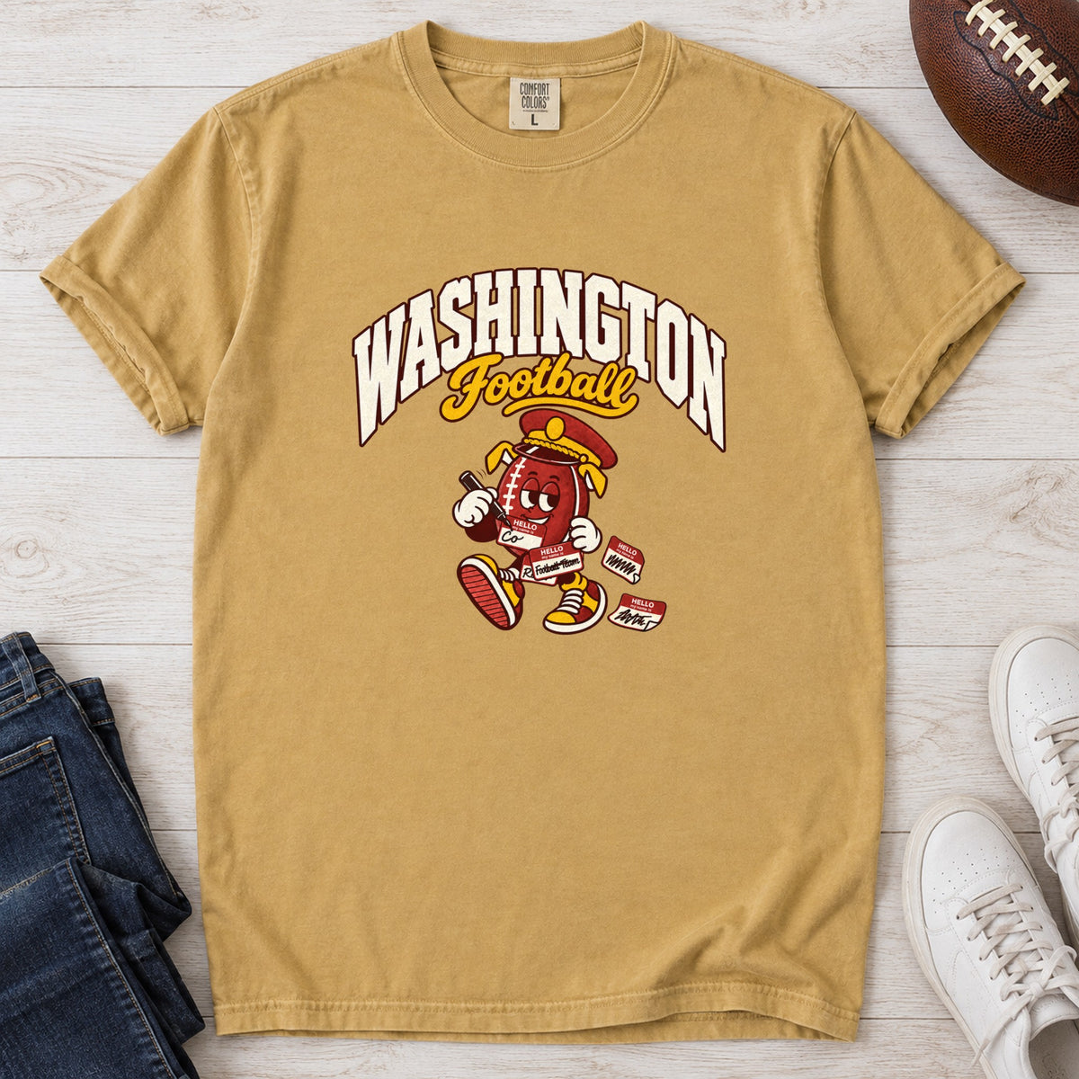 Washington Football Retro Mascot T-Shirt in Comfort Colors Mustard