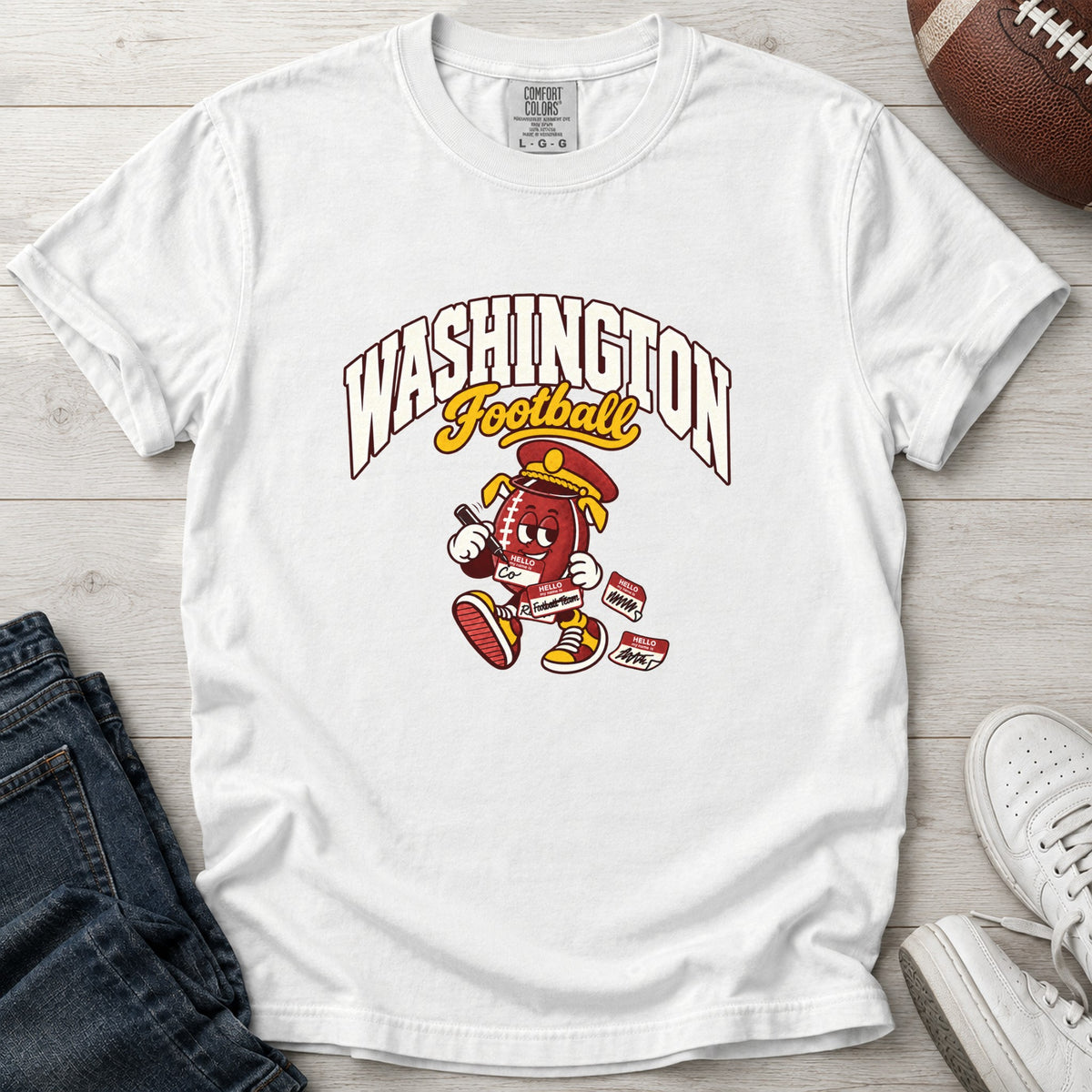 Washington Football Retro Mascot T-Shirt in Comfort Colors White
