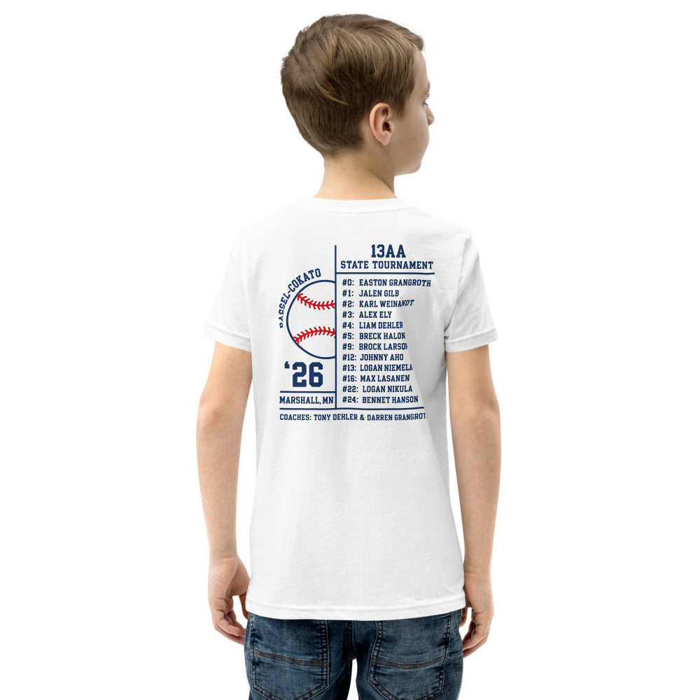 Chargers Baseball youth tee back with Dassel-Cokato 13AA State Tournament roster