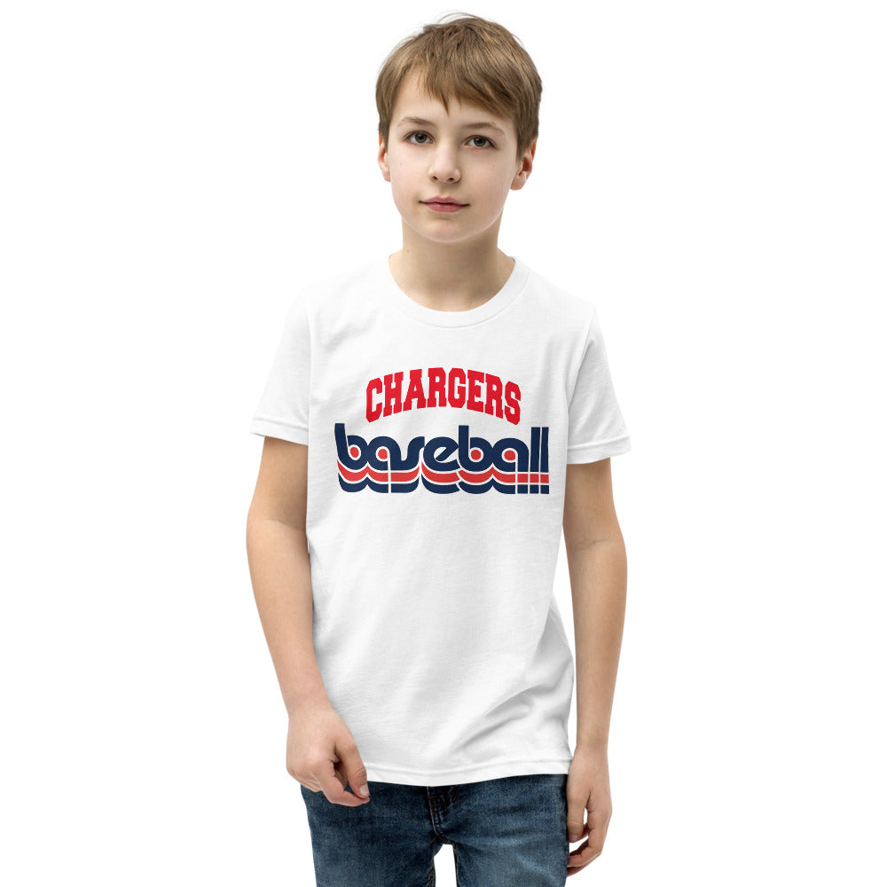Chargers Baseball youth tee, front design